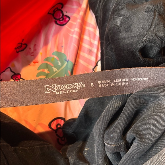 Nocona Brown Leather Belt with Engraved Silver Buckle and Stud Accents - Picture 2 of 2